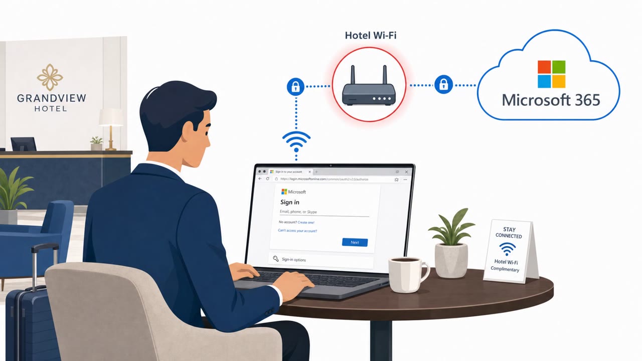 Hotel Wi‑Fi DNS Hijack Steals M365 Logins