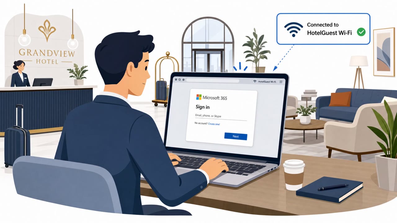 Hotel Wi‑Fi Redirect Scam Steals Microsoft 365 Logins
