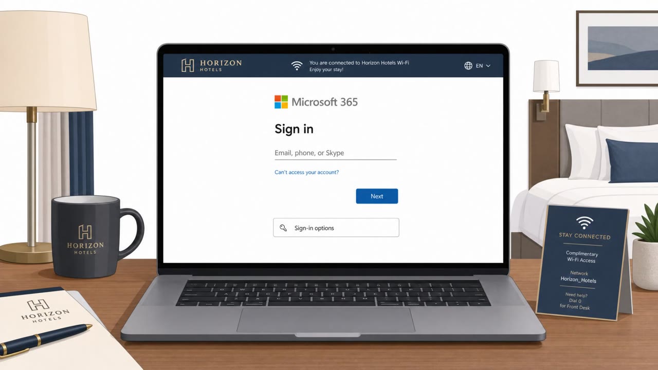 Hotel Wi‑Fi Lures Steal M365 Logins, Drop Malware