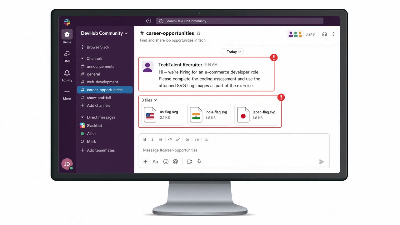 Fake Job Tests Hide Malware in SVG “Flag” Images