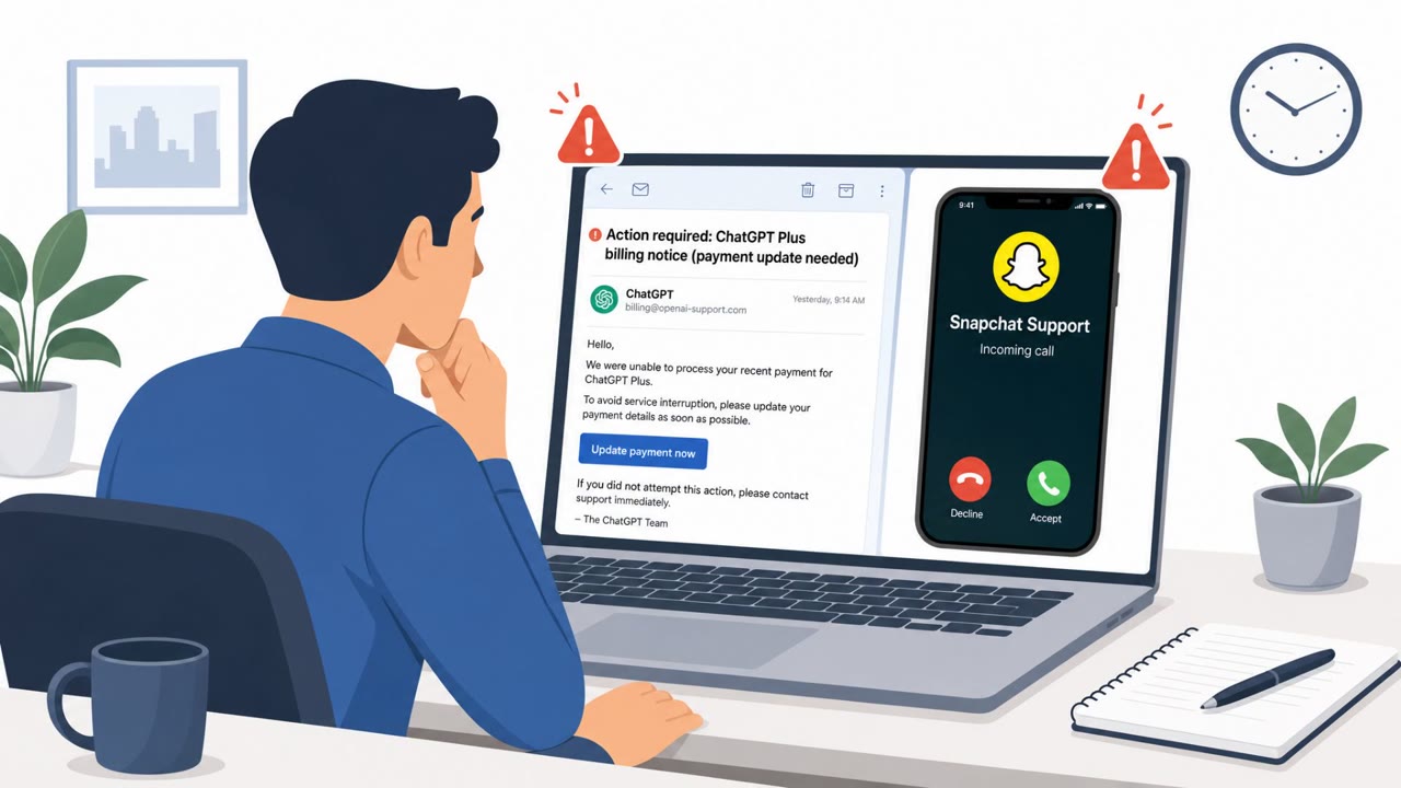 ChatGPT Billing Phish and Fake Snap Support Scams