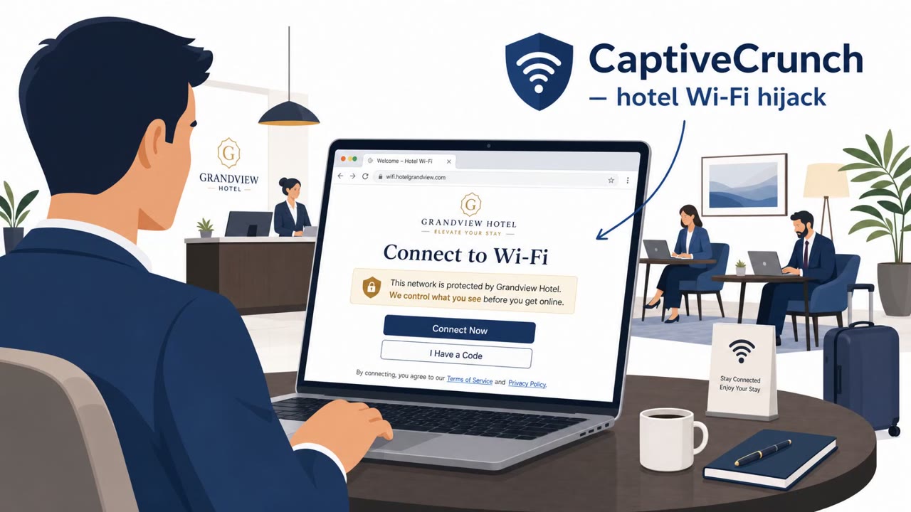 Hotel Wi‑Fi Captive Portals Used to Steal M365